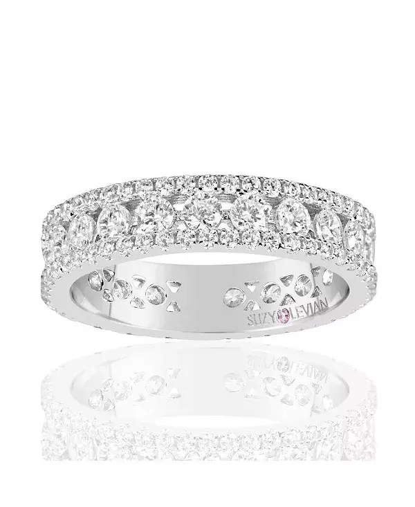 

Кольцо Suzy Levian из стерлингового серебра с тремя рядами кубических цирконий в стиле модерн Suzy Levian New York, silver