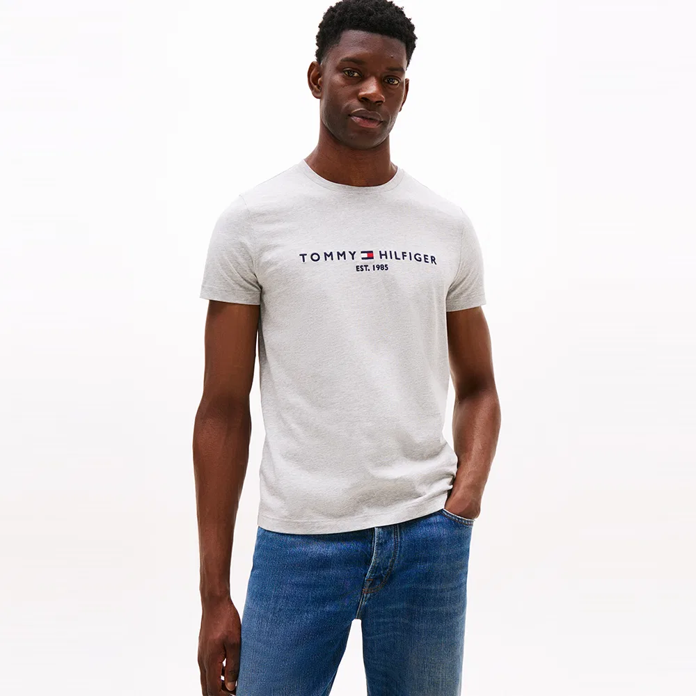 Мужская светло-серая футболка с логотипом "Core Logo" от Tommy Hilfiger