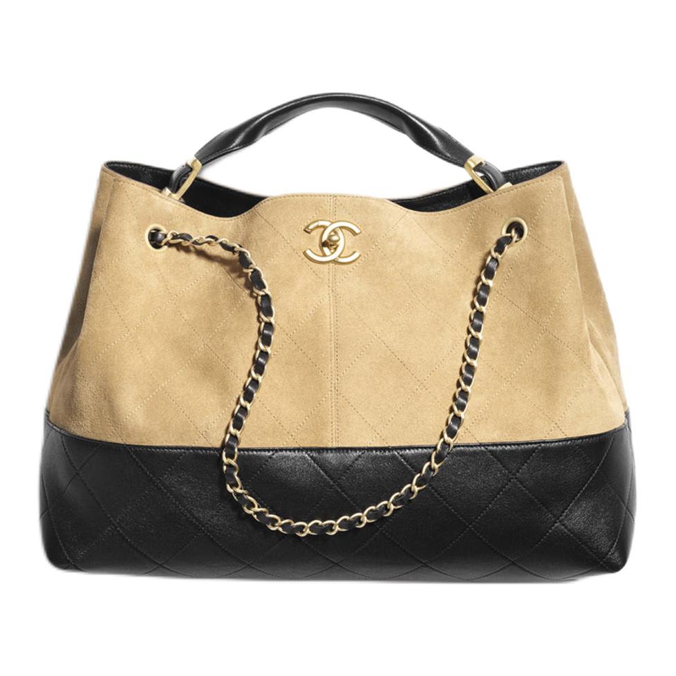 

CHANEL Сумка-шоппер из замши с кожаной отделкой