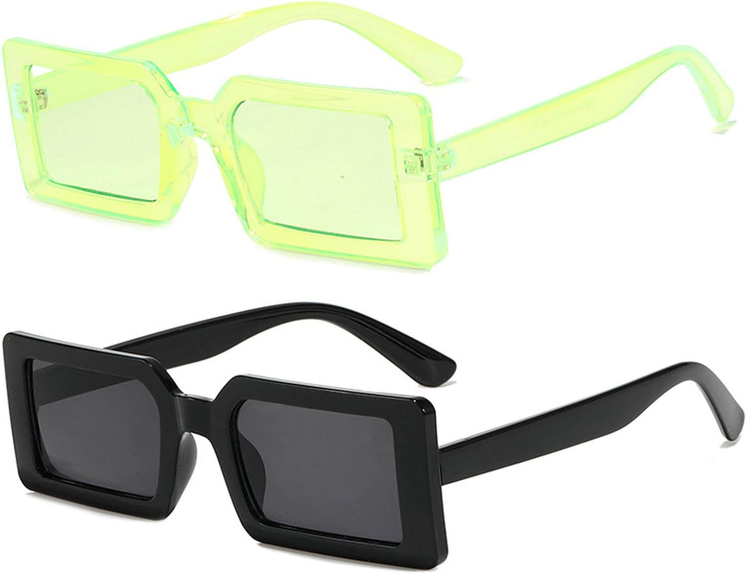 

Новые солнцезащитные очки 2020 года в квадратной оправе салатового цвета для женщин и мужчин. Модные солнцезащитные очки в прямоугольной оправе желтого цвета mincl, 2pcs-black&green