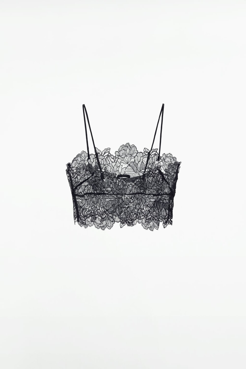 

Кружевной укороченный топ ZARA, черный