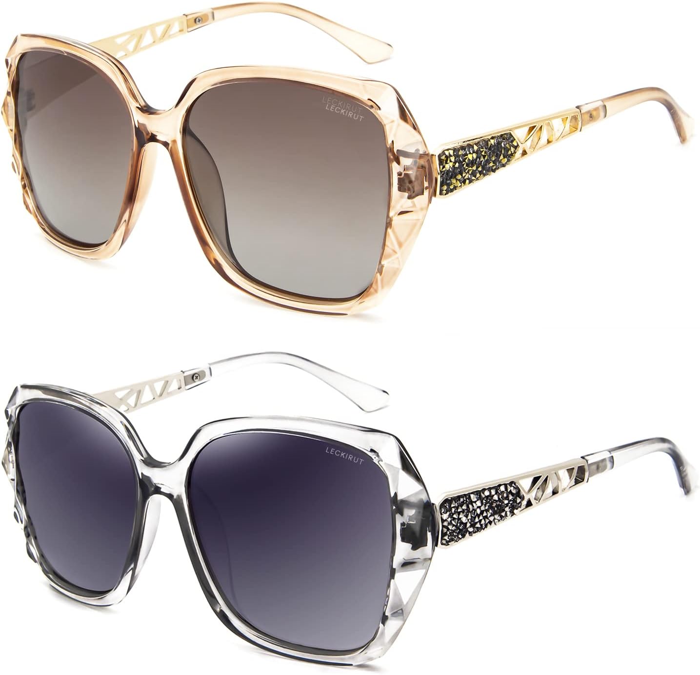 

Женские солнцезащитные очки LECKIRUT большого размера, поляризованные, с защитой от УФ-излучения, классический стиль, черная оправа, серые линзы, H2 2pcs Coffee Frame Coffee Lens + Transparent Gray Frame Gray Lens