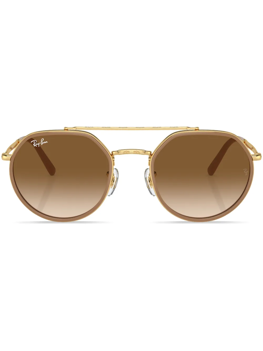 

Солнцезащитные очки в круглой оправе с логотипом Ray-Ban, золотой