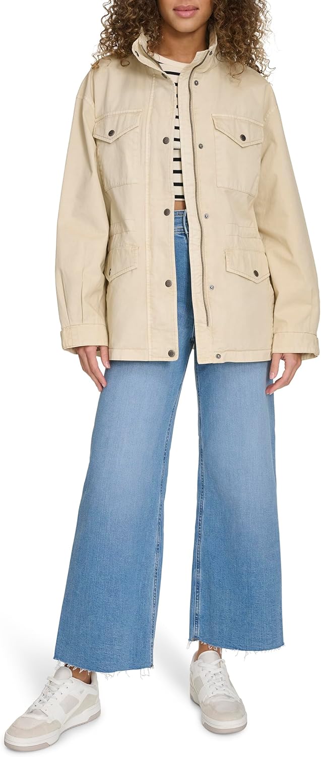 Женская куртка Levi's с воротником стойкой и четырьмя карманами, песочный — фото 2