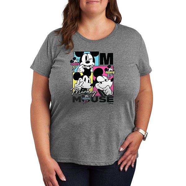 

Футболка Plus size Mickey Mouse в ретро-сетку Disney, Heather Gray