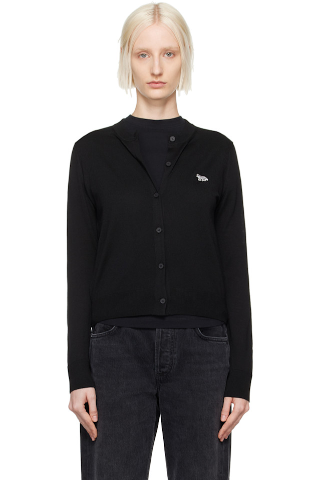 

Кардиган с вышивкой лисёнка Regular Maison Kitsuné, черный