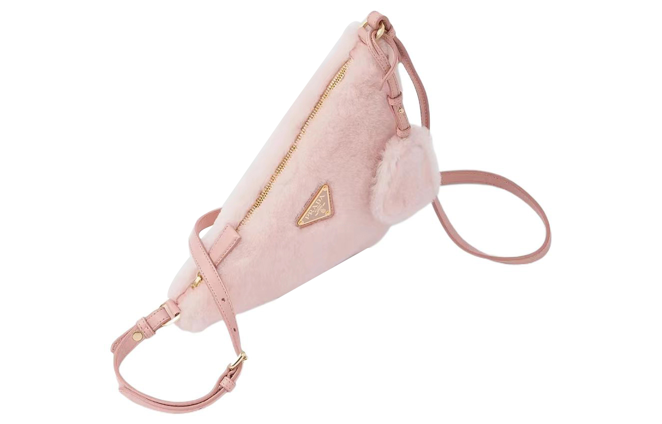 Prada Мягкая пушистая сумка, сумка под мышкой, сумка через плечо, женская, розовый цвет вишневого цветка — фото 2