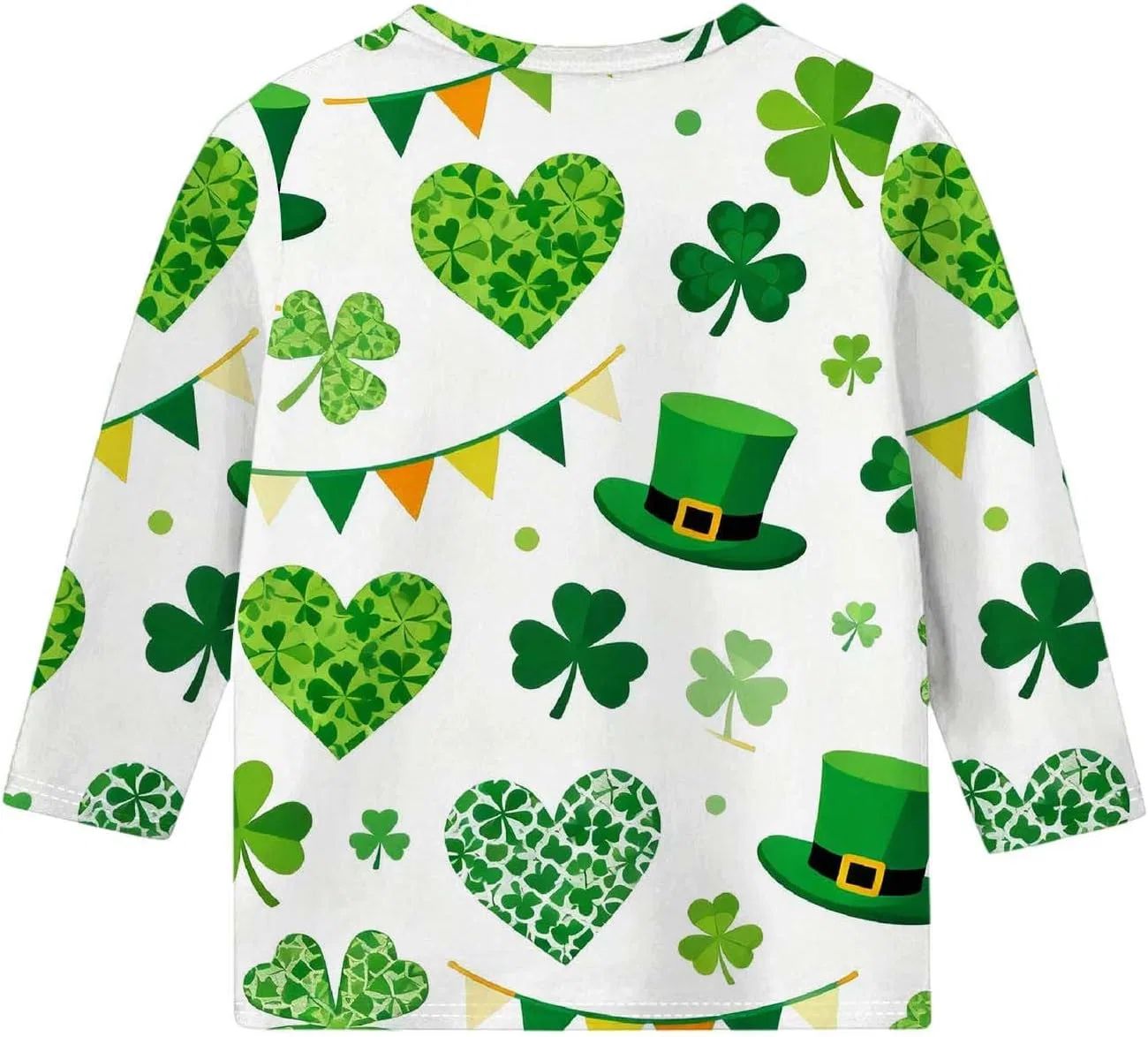 Футболка с длинным рукавом 3/4 с принтом Shamrock, Zzalalana, Green19, детская — фото 4