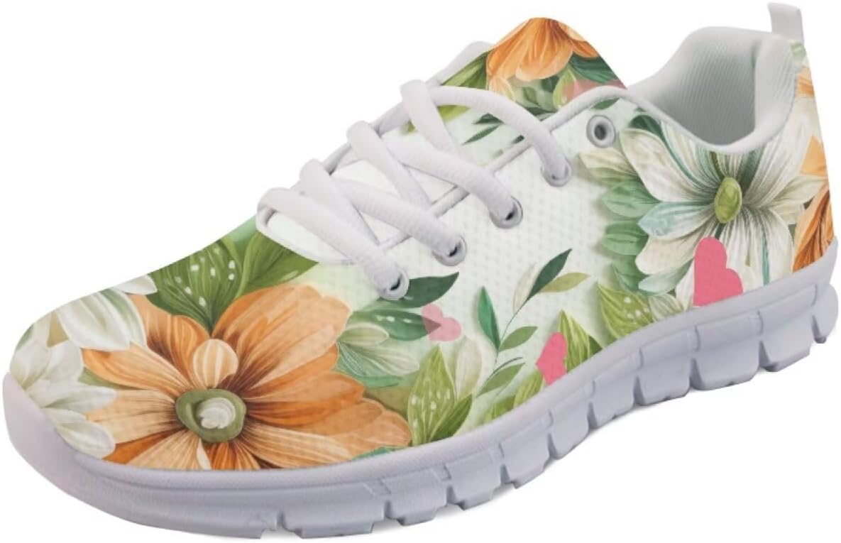 

Женские слипоны кроссовки для ходьбы, тенниса и бега, весенне-летние кроссовки с цветочным принтом, легкие для спортзала, путешествий и работы Getelinseng, Bright Blossom Flower