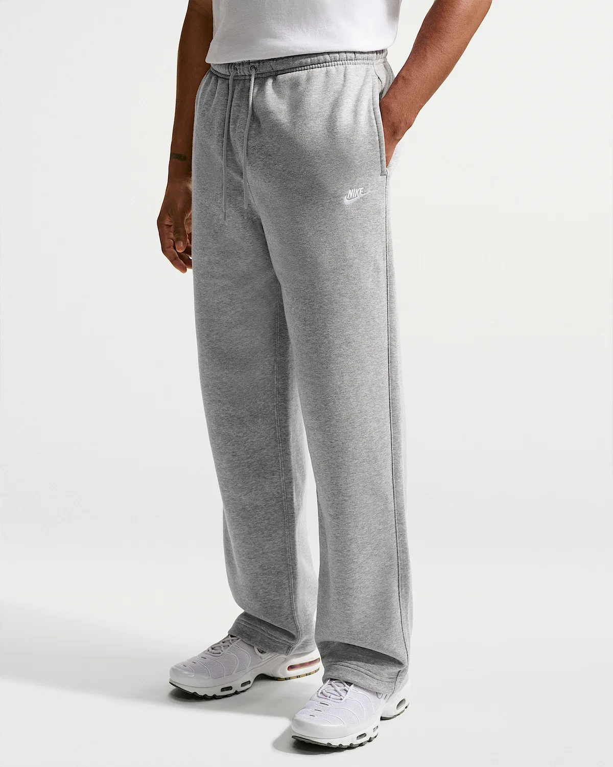 Мужские флисовые штаны Nike Sportswear Club, Dark Grey Heather/Light Smoke Grey/White — фото 2