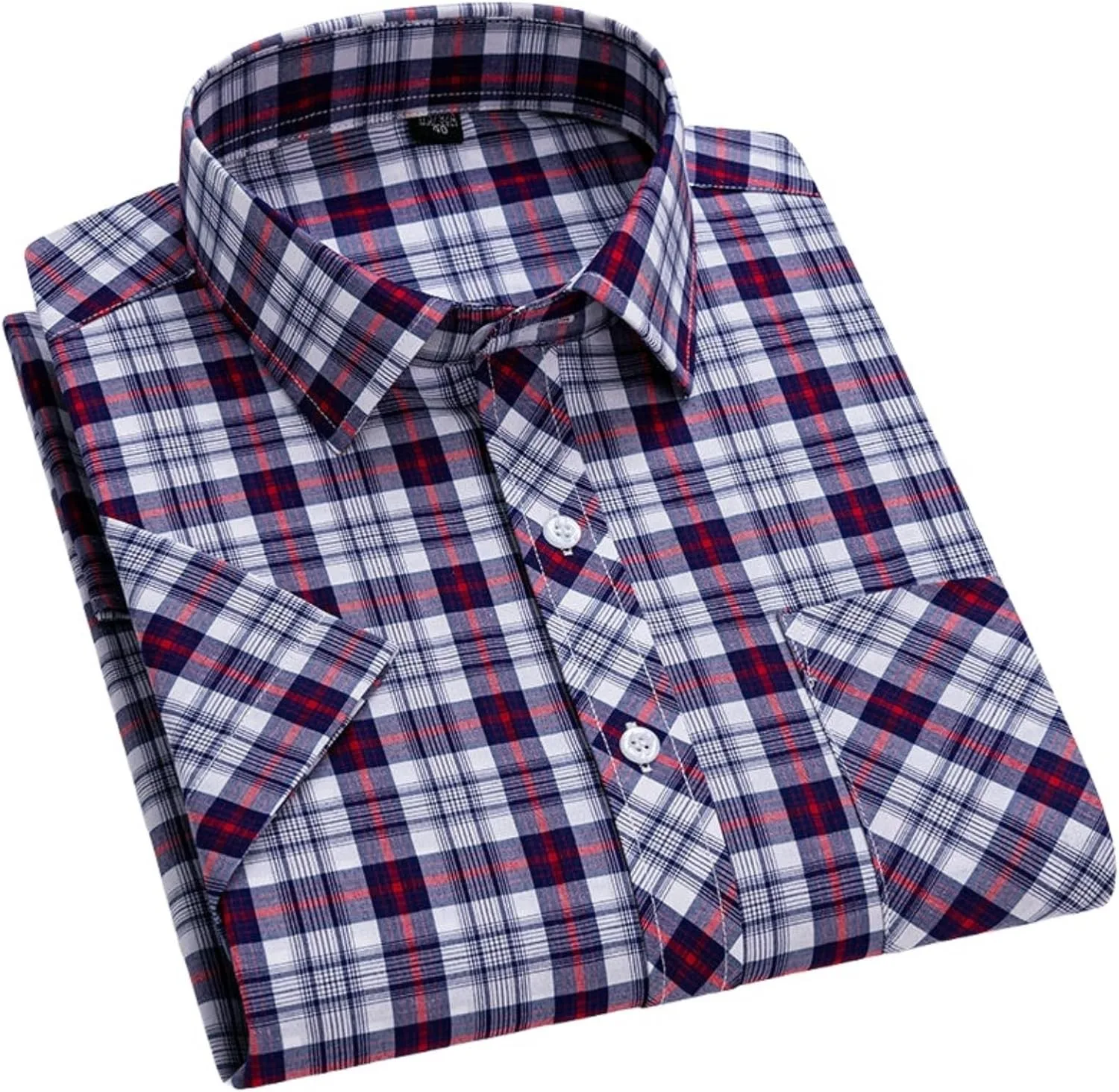 

Мужская летняя легкая повседневная рубашка с коротким рукавом из дышащего хлопка в клетку FOLKFOLD