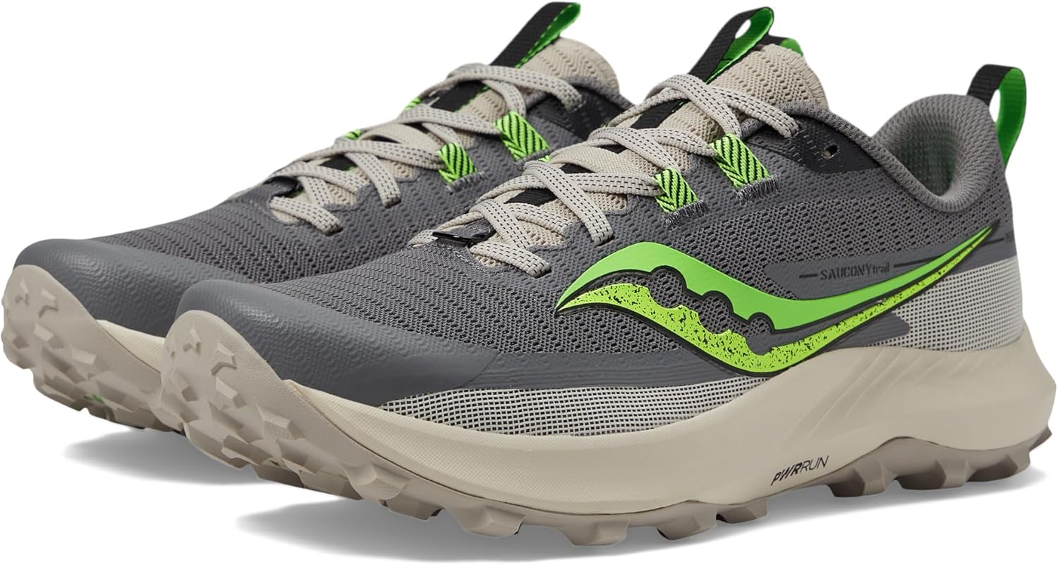 Мужские кроссовки для трейлового бега Saucony Peregrine 13, Gravel/Slime — фото 2