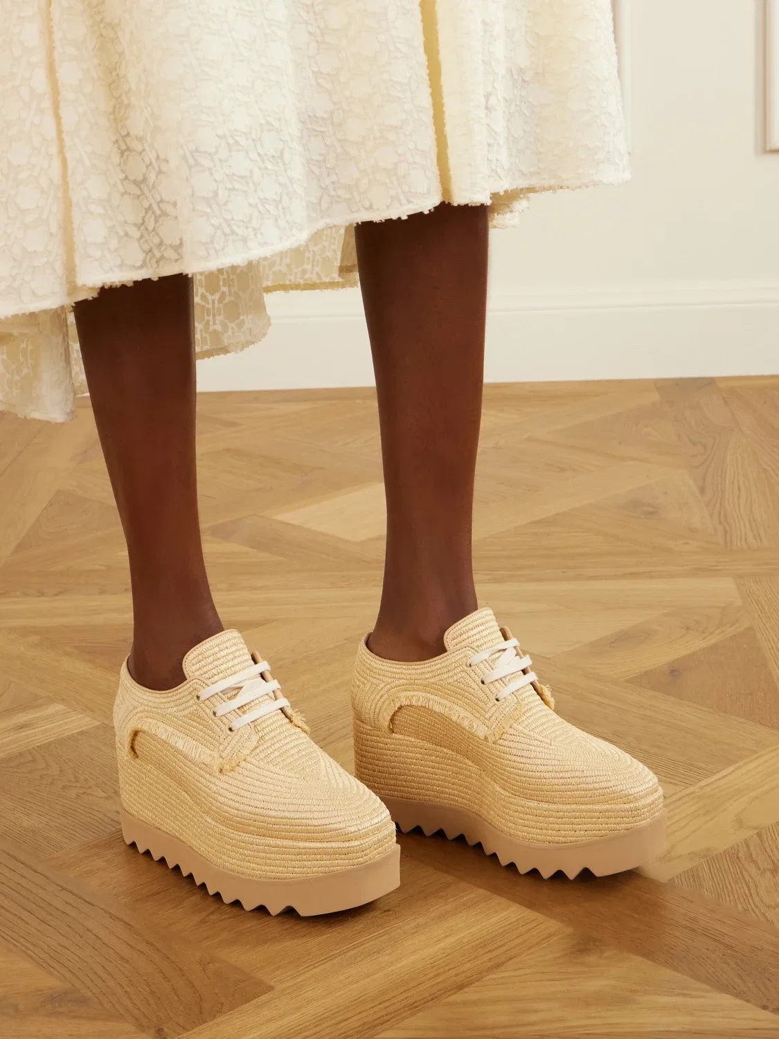Броги на платформе Elyse из тканой рафии STELLA MCCARTNEY, бежевый — фото 2