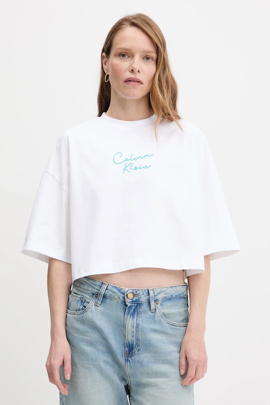 

Хлопковая футболка Calvin Klein Jeans, белый