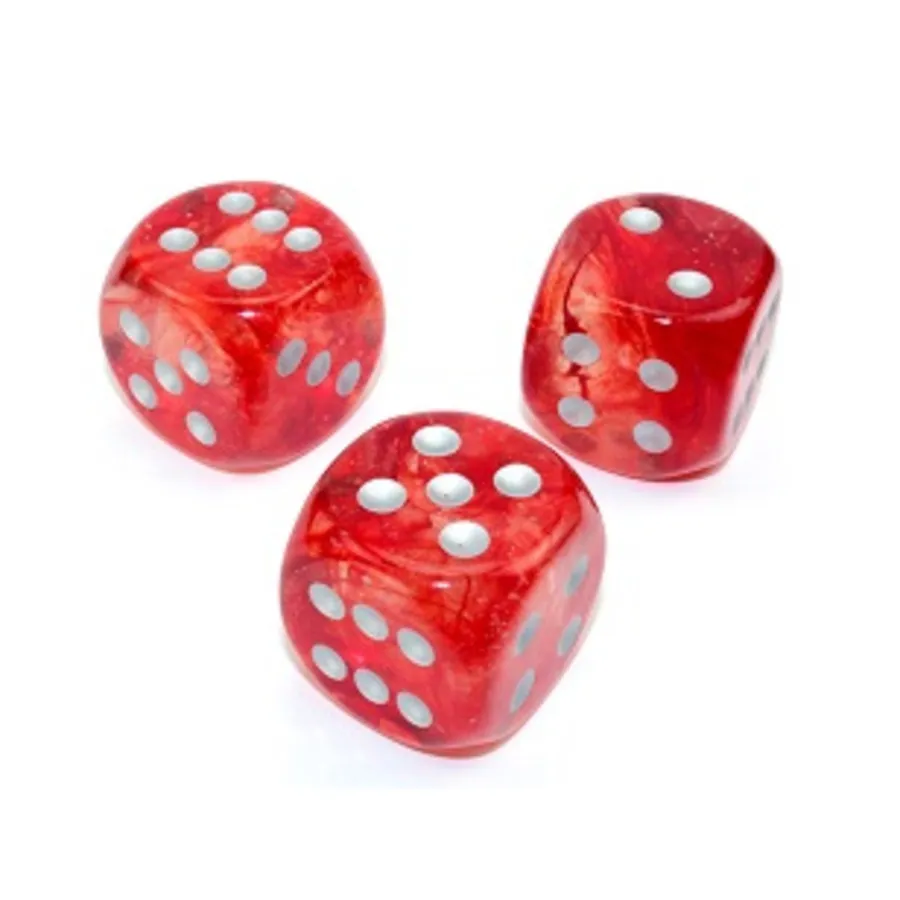 

d6 30мм Красный с серебром, Dice - Nebula (Chessex)