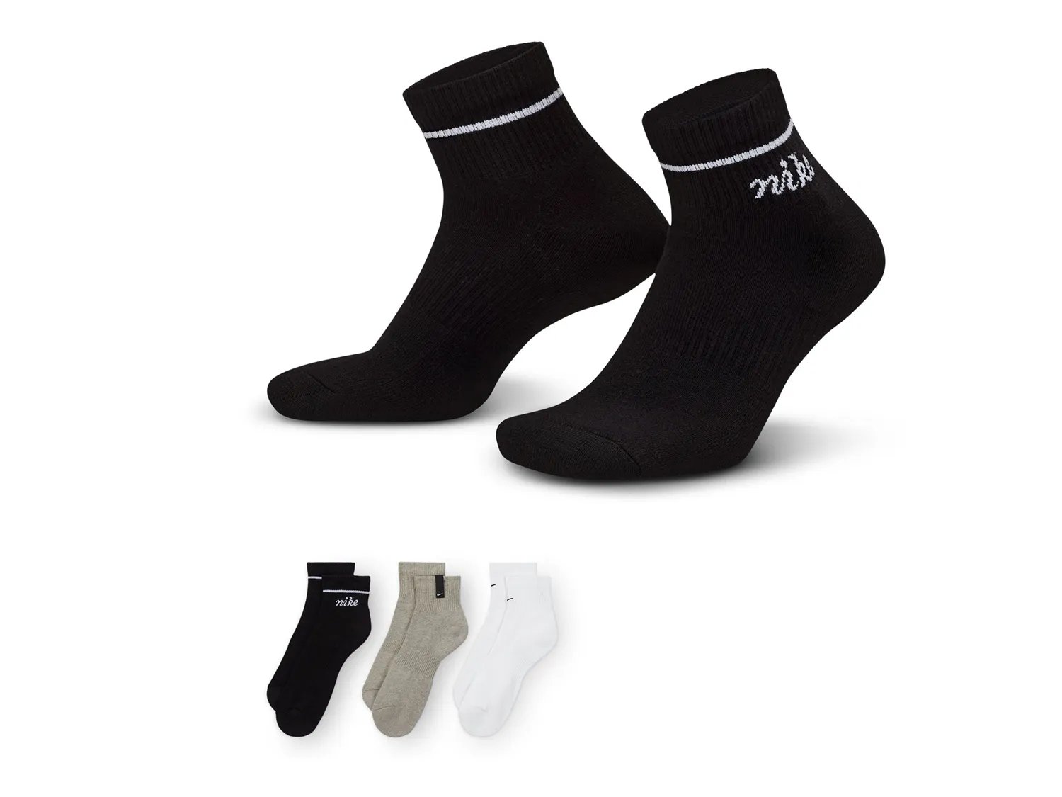 

Носки Nike Logo Women's Quarter Ankle Socks - 3 Pack, черный/белый/серо-коричневый