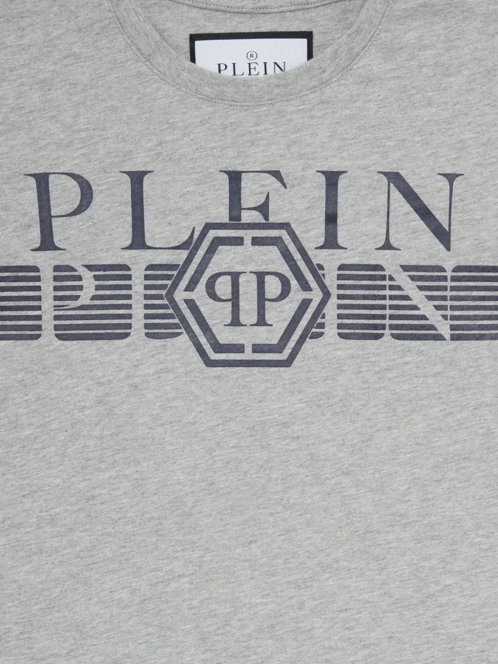 Футболка с круглым вырезом и принтом логотипа Philipp Plein Junior, серый — фото 3
