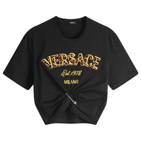 

Футболка с леопардовым принтом Versace, черный