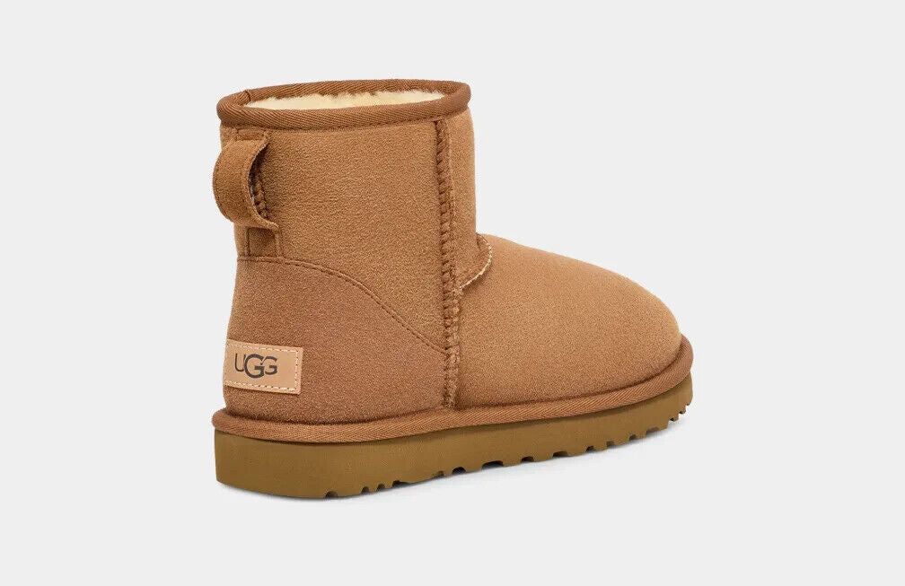 Ugg Classic Mini II 1016222 женские зимние сапоги на размер 10, цвет каштан, из замши Twinface, коричневый — фото 4