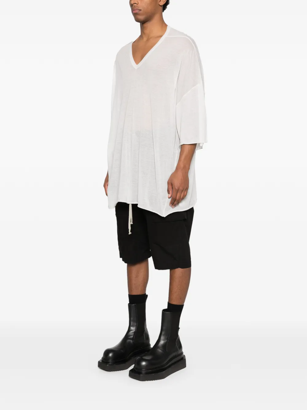 Футболка с короткими рукавами и V-образным вырезом Tommy Rick Owens, белый — фото 3