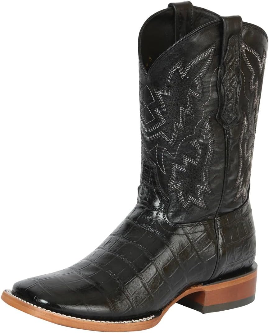 

Мужские ковбойские сапоги Men’s 100 Aos Western с принтом, из черной экзотической искусственной кожи каимана Generic