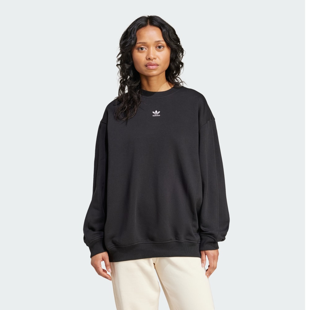 

Толстовка Adidas Essentials Fleece Long Oversized Crew Sweatshirt, черный
