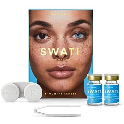 

SWATI Cosmetics Аквамариновые синие цветные контактные линзы, 6 месяцев, 0,0 диоптрий, базовая кривая 8,7 мм, диаметр 14,20 мм