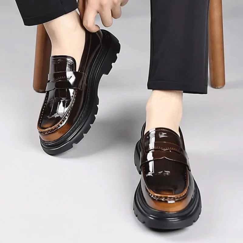 Лоферы дышащие британские кожаные, Wine Red ZYQHMY — фото 2