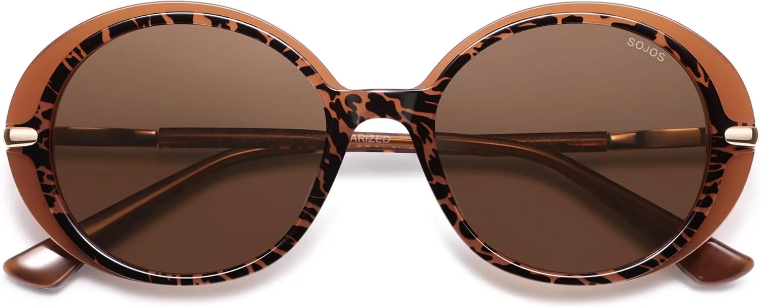 

Солнцезащитные очки SOJOS большого размера, круглые, круглые, для женщин, поляризованные линзы, ацетатная оправа, ретро-винтаж, модель SJ3128, Brown Tortoise/Brown