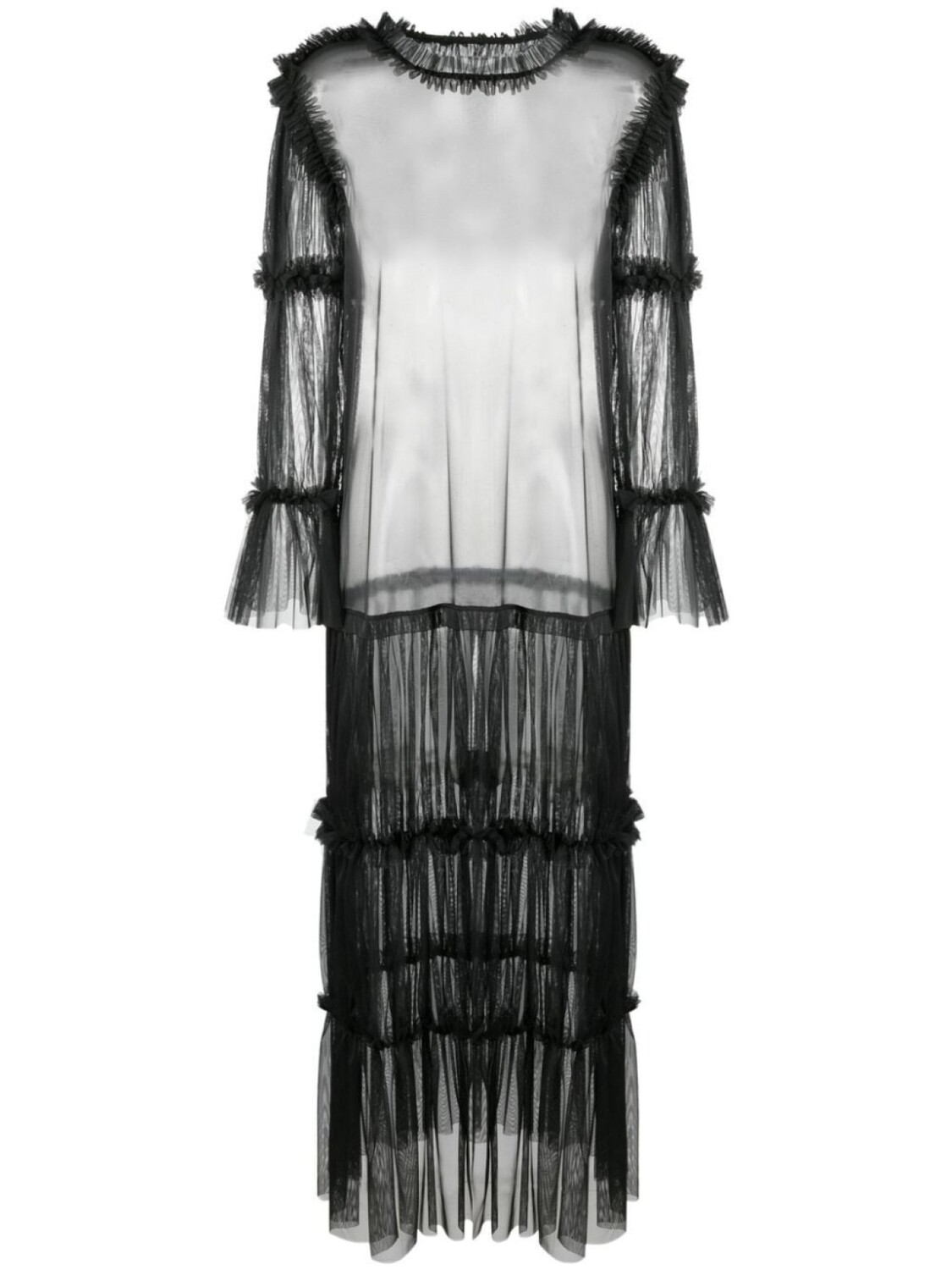 

MM6 Maison Margiela длинная прозрачная блузка с оборками, черный