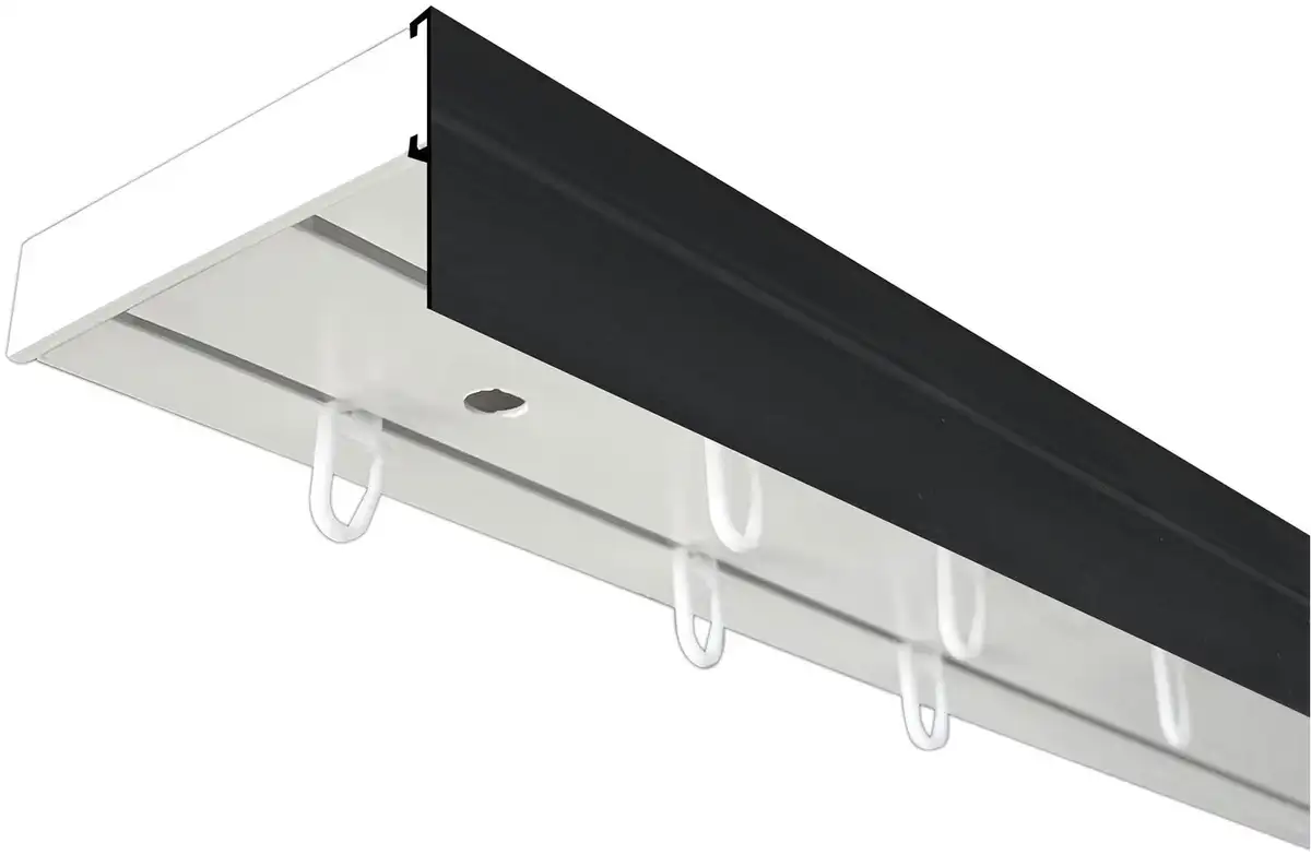 

SN DECO GROUP Карниз для штор "Карниз SH с крышкой", 2 направляющие, фиксированный размер 540 см, белый/черный