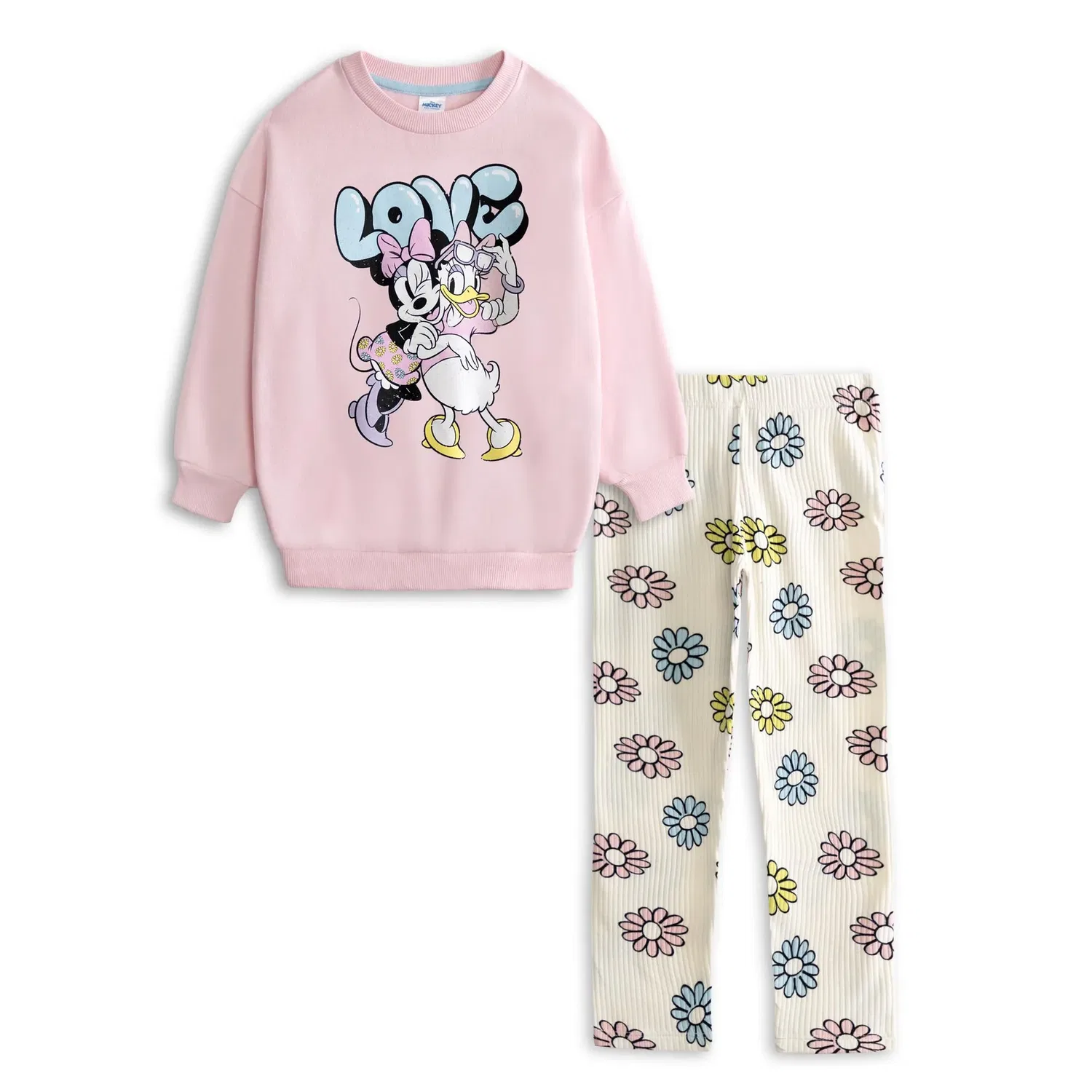 Детский костюм из толстовки и леггинсов с принтами Minnie Mouse и Daisy Duck, Disney, розовый
