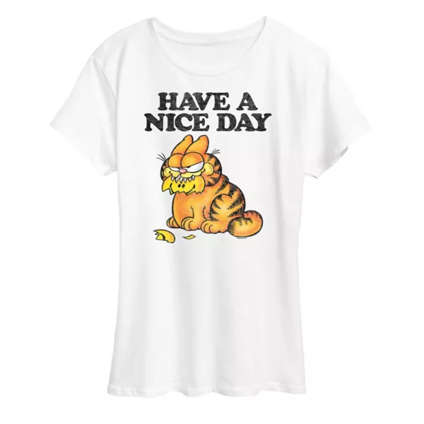 

Женская футболка Garfield с ретро-принтом "Хорошего дня" Licensed Character, белый