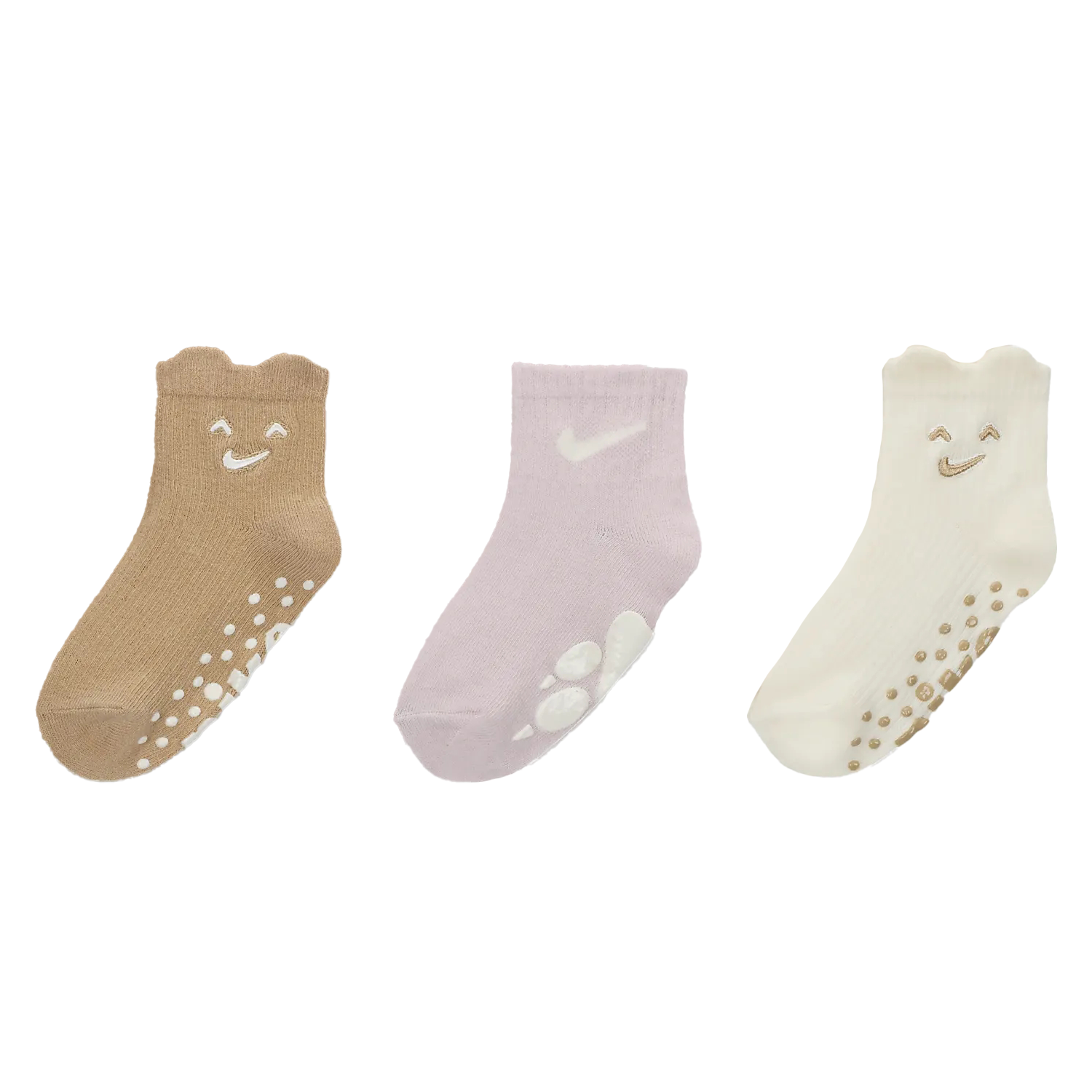 Уютные носочки Comfort 3 шт детские Nike, 3 pack (хаки+розовый+экрю) — фото 3