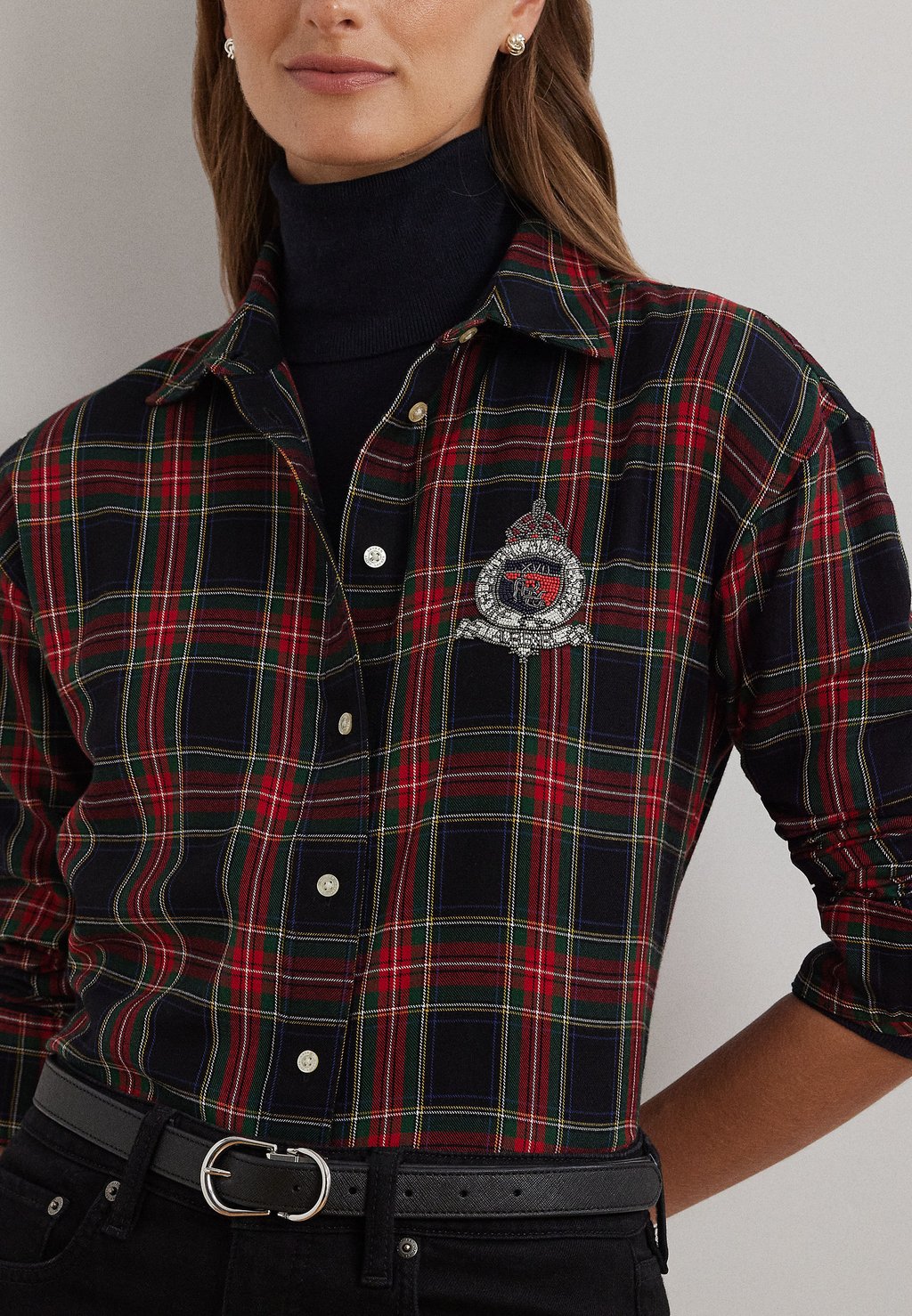 

Блузка на пуговицах RELAXED FIT CHECKED PLAID COTTON SHIRT Lauren Ralph Lauren, черный