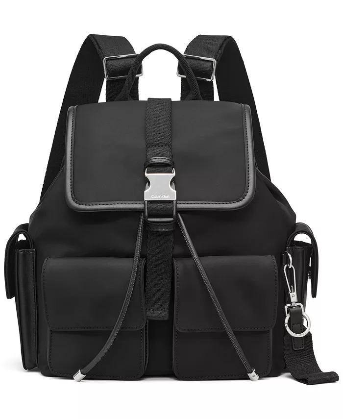

Элора Нейлоновый мини-рюкзак с передней пряжкой Signature Calvin Klein, коричневый