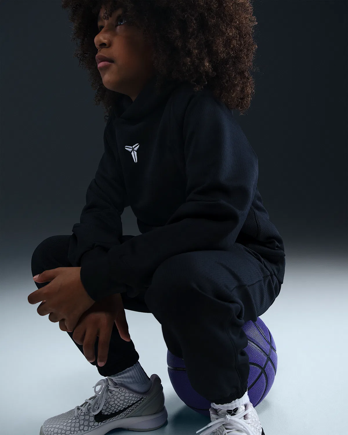Детская толстовка-худи Therma-FIT Kobe, Black/Black/White — фото 3