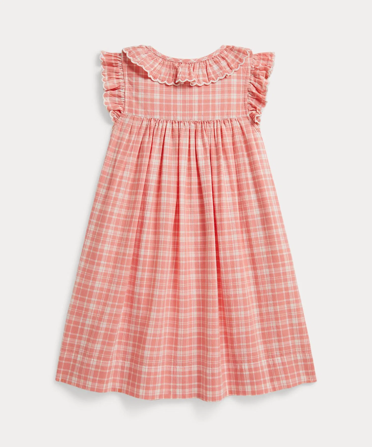 Детское платье с оборками POLO RALPH LAUREN CHILDRENSWEAR из хлопка в клетку розовое — фото 2