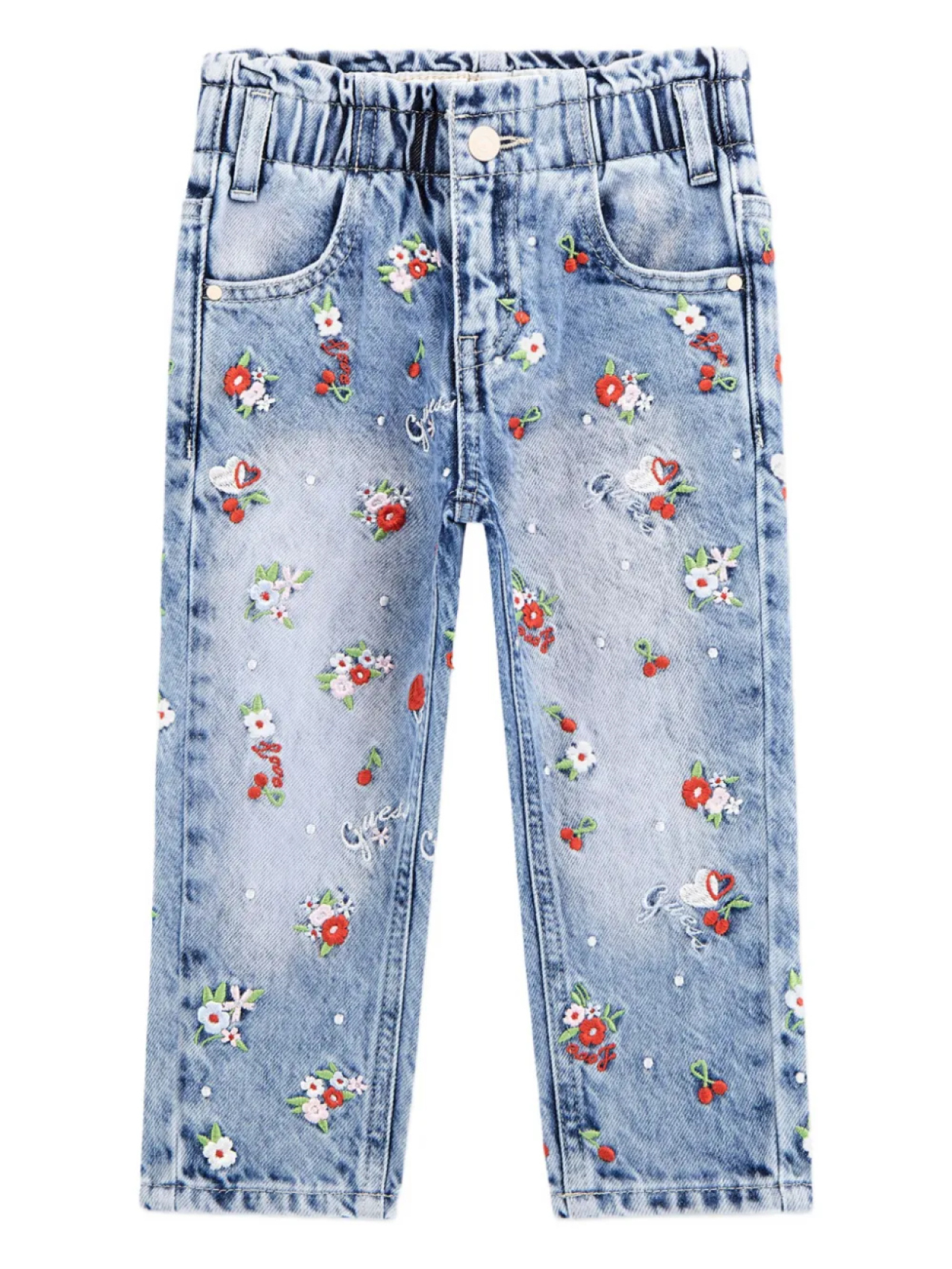 

Guess kids джинсы с цветочной вышивкой, синий