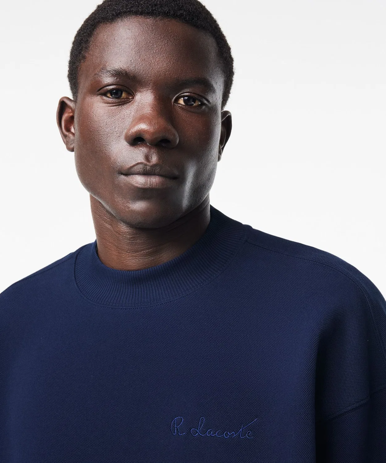 Свитшот оверсайз из органического хлопка Lacoste двойной пике синий — фото 2