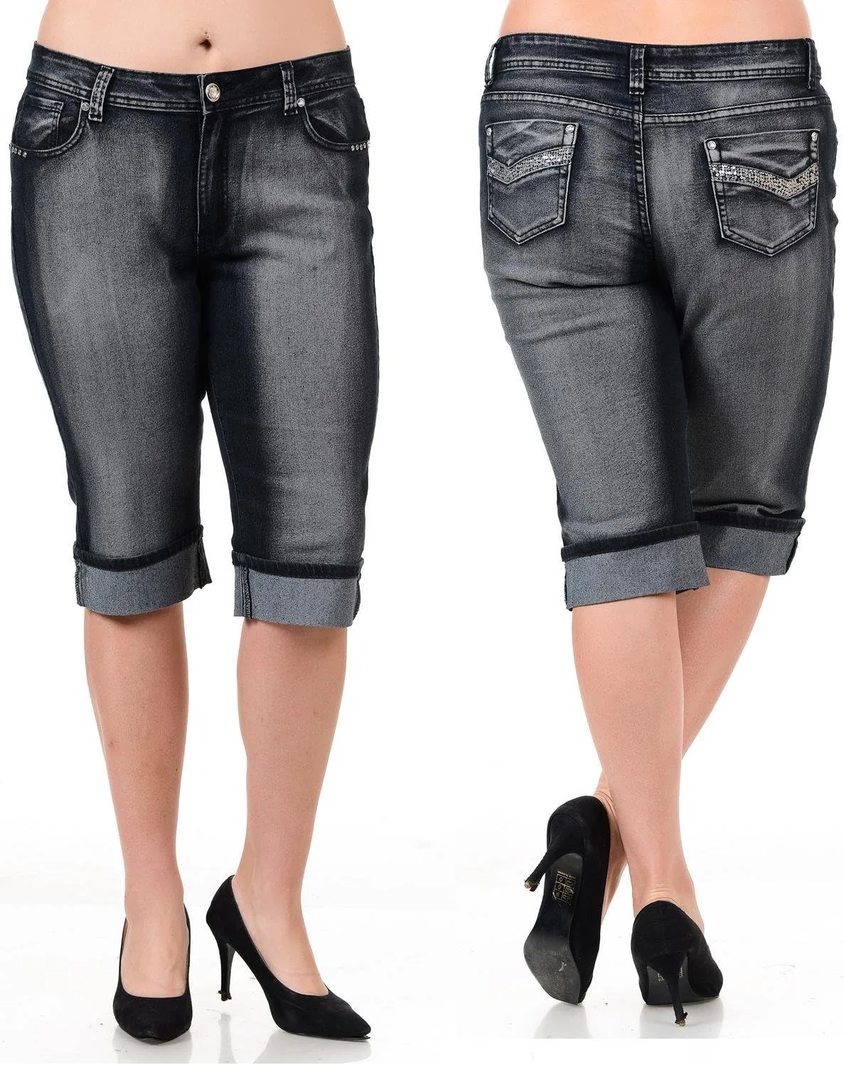 

Jack David Ling женские джинсы капри plus size stretch twill denim Jeans for Love