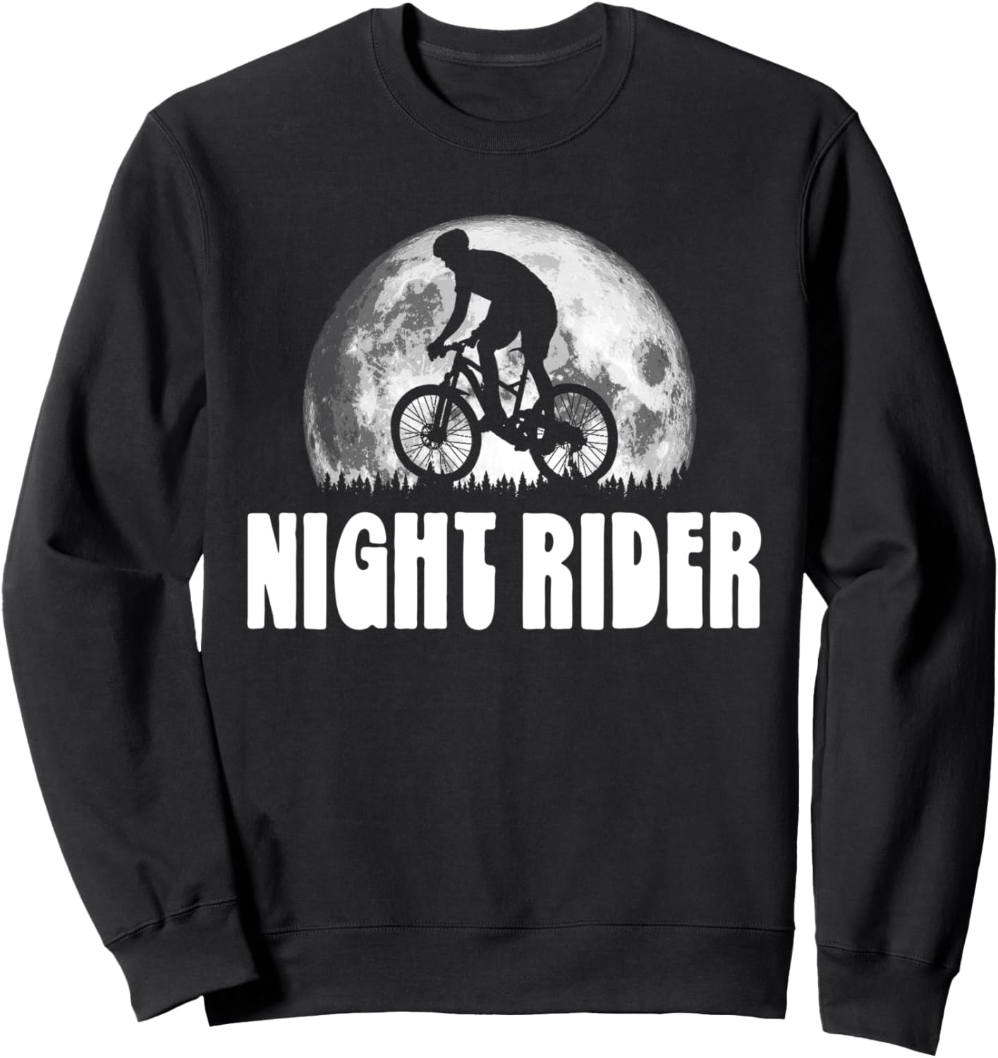 

Винтажная толстовка Night Rider для горного велосипеда, полнолуние и байкерский ретро-стик Nature Rush Outdoor Sports Threads, черный