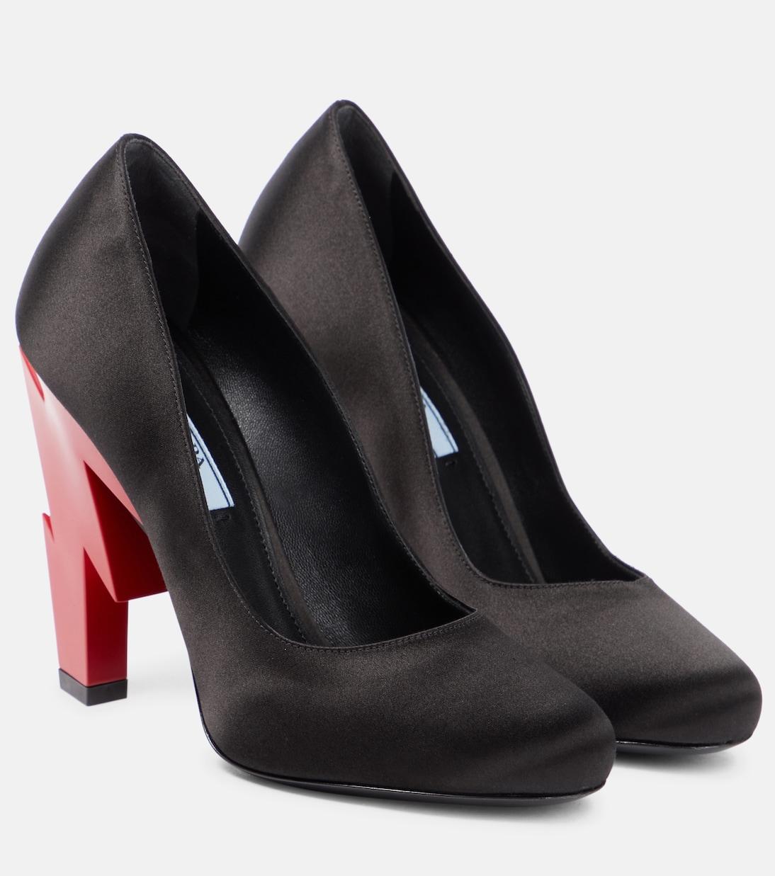 Атласные лодочки Prada, Nero + Rosso