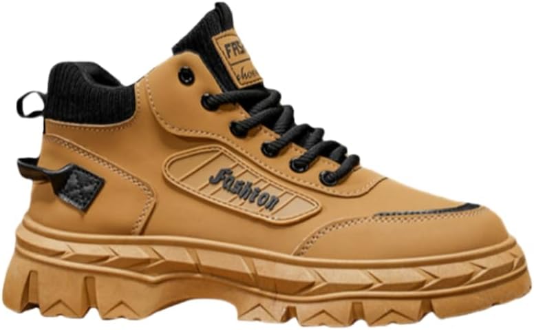 

Мужские модные короткие ботинки SPKFHD- высокие ботинки на шнуровке с толстой подошвой, резиновая подошва- подходят для повседневного использования или активного отдыха на открытом воздухе, хаки