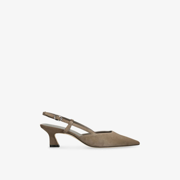 Лодочки Stuart Weitzman замшевые с ремешком, коричневый — фото 3