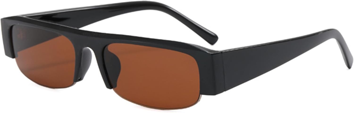 

bullabulling Винтажные солнцезащитные очки для мужчин, квадратная полуободковая оправа, солнцезащитные очки для вождения, солнцезащитные очки для женщин с защитой UV400, Black Tea