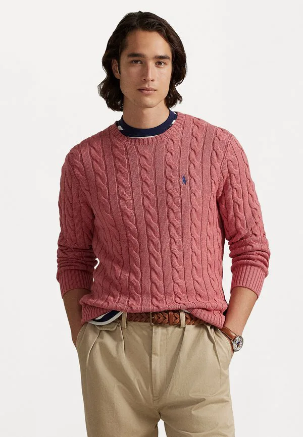 Хлопковый свитер крупной вязки Polo Ralph Lauren, Strawberry Gelato Hthr
