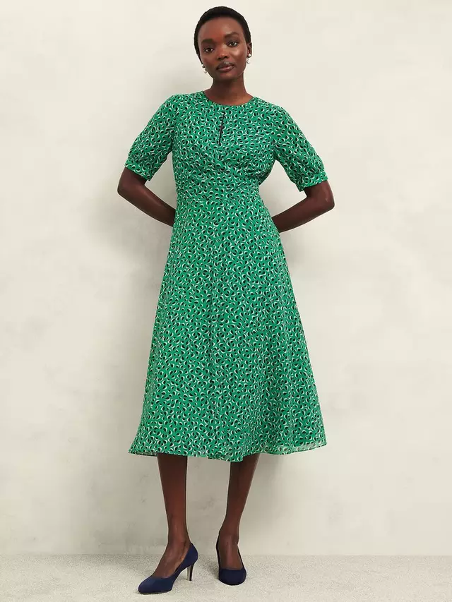 

Платье Hobbs Hobbs Bridget Leaves Midi, цвет green/multi