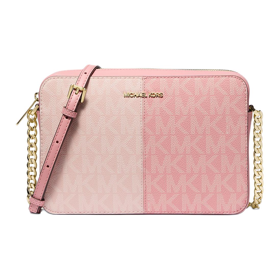 

MICHAEL KORS Сумка кросс-боди Jet Set из искусственной кожи и покрытого холста, большая, женская, розовая