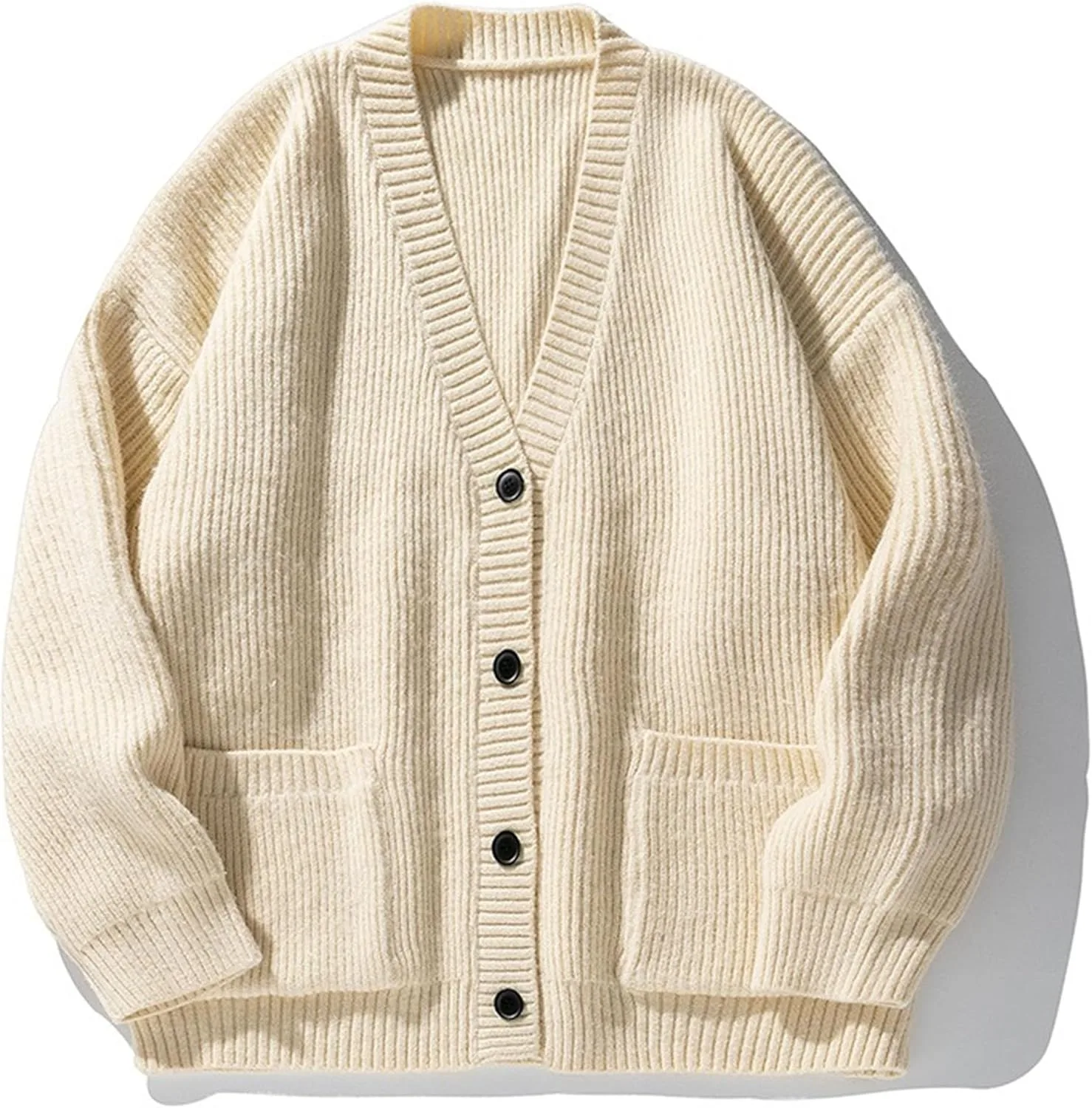 

Мужской кардиган V-образным вырезом на пуговицах, вязаный, casual, slim fit, с длинными рукавами и косой вязкой Maiyifu-GJ